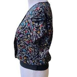 JBJ Sportswear Vintage 80's Black, Cap Sleeve, Padded Shoulder Blouse (Size 8)